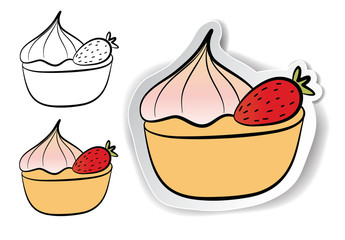 cute doodle cupcake element with sticker paper style isolated on white background