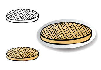 cute doodle pie element with sticker paper style isolated on white background
