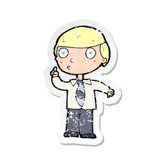 retro distressed sticker of a cartoon school boy