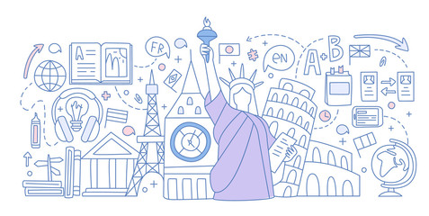 Language School Infographics. Vector Illustration