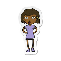 sticker of a cartoon woman