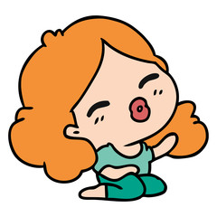 cartoon of cute kawaii girl