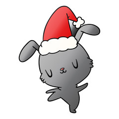 christmas gradient cartoon of kawaii rabbit