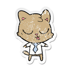 Obraz na płótnie Canvas distressed sticker of a cartoon business cat