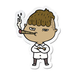 sticker of a cartoon man smoking