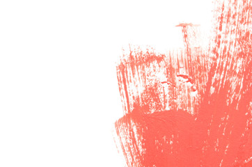 Paint texture on paper living coral. Banner with color of the year 2019 - Living Coral. Place for text. Image