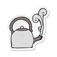 sticker of a cartoon old kettle