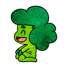 textured cartoon of a kawaii alien girl