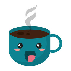 Hot coffee cup symbol kawaii cartoon