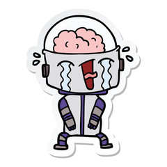 sticker of a cartoon crying robot
