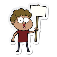 sticker of a cartoon happy man