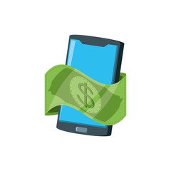 smartphone device with bill dollars