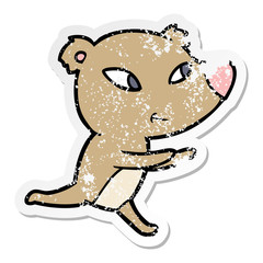 distressed sticker of a cute cartoon bear