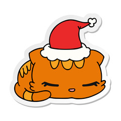 christmas sticker cartoon of kawaii cat