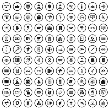 100 security icons set in simple style for any design vector illustration