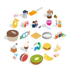 Brunch icons set. Isometric set of 25 brunch vector icons for web isolated on white background