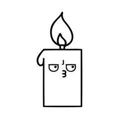 line drawing cartoon lit candle