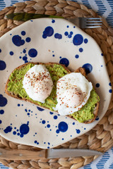 Avocado toast with poached eggs