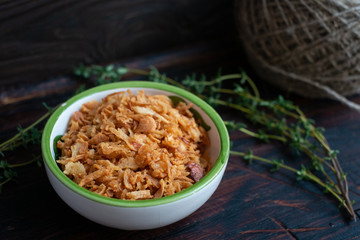 Fried Crispy Onion Flakes in Bowl