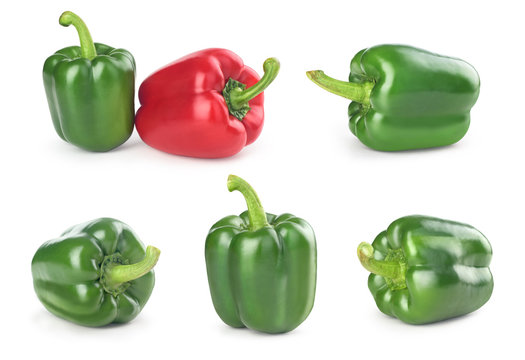 set of green pepper on a white background