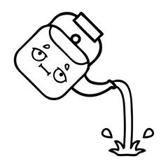 line drawing cartoon pouring kettle