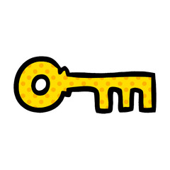 cartoon doodle of a brass key