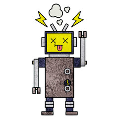 retro grunge texture cartoon robot