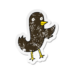 retro distressed sticker of a funny cartoon bird