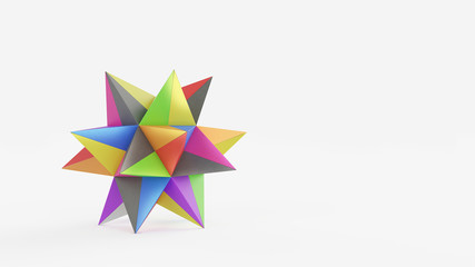 origami star colored 3D illustration