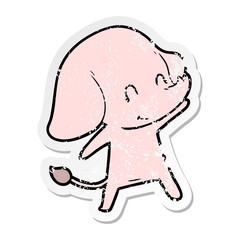 distressed sticker of a cute cartoon elephant