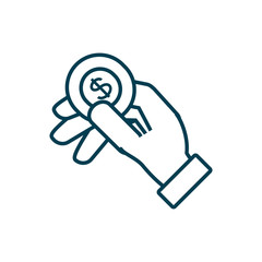 hand with coin money isolated icon