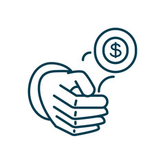 hand with coin money isolated icon