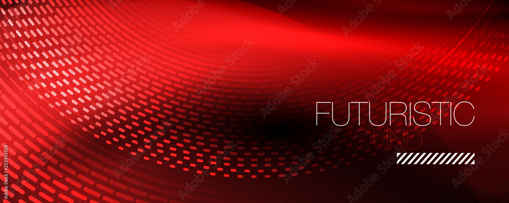 Aufkleber glowing light particles in dark neon space, magic glow shiny abstract background