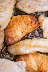 grilled meat top view vertically