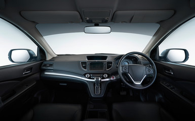 Modern black car dashboard interior , luxurycar interior concept .