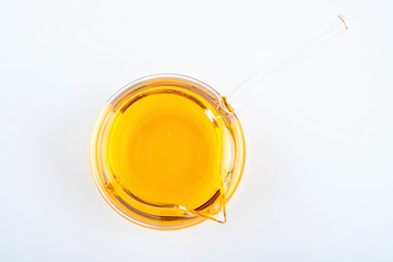 Golden edible vegetable oil linseed oil