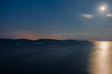 night sea moon star nature