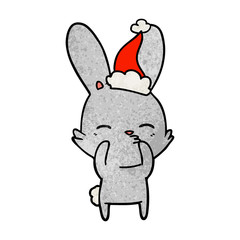 curious bunny textured cartoon of a wearing santa hat