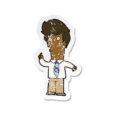 retro distressed sticker of a cartoon man with question