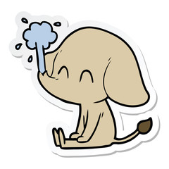 sticker of a cute cartoon elephant spouting water