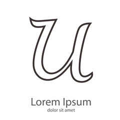 Logotipo letra U mayúscula lineal color gris