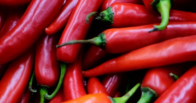 red Bell Pepper at market, close-up