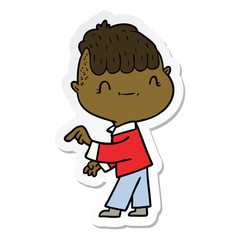 sticker of a cartoon friendly boy