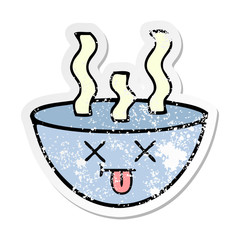 Obraz na płótnie Canvas distressed sticker of a cute cartoon bowl of hot soup