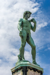 The statue of Michelangelo David at Piazzale Michelangelo (Michelangelo Square) in Florence, Italy