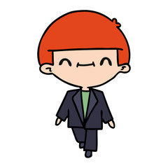 cartoon of cute kawaii boy in suit