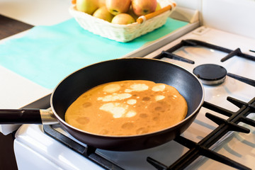 fried pancake on a frying pan