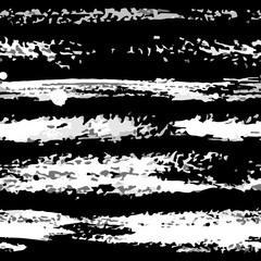 Vector seamless hand painted watercolor dry stripes pattern. White on black background. Clipping paths included. The editable texture on Swatches Panel and the style on Graphic Styles Panel.
