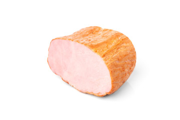Smoked pork meat isolated on white background.