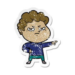distressed sticker of a cartoon angry man